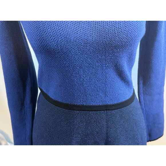 Club Monaco Blue Black Colorblock Sweater Dress Small Long Sleeve Knit - Picture 6 of 10